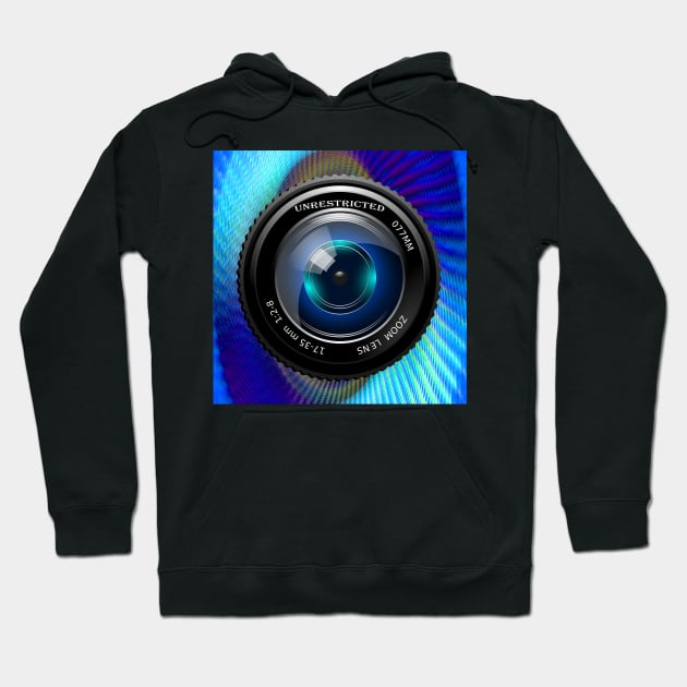 Photographer Free Unrestricted Art, Camera Lens Graphic Design Cool Home Decor & Gifts Hoodie by tamdevo1